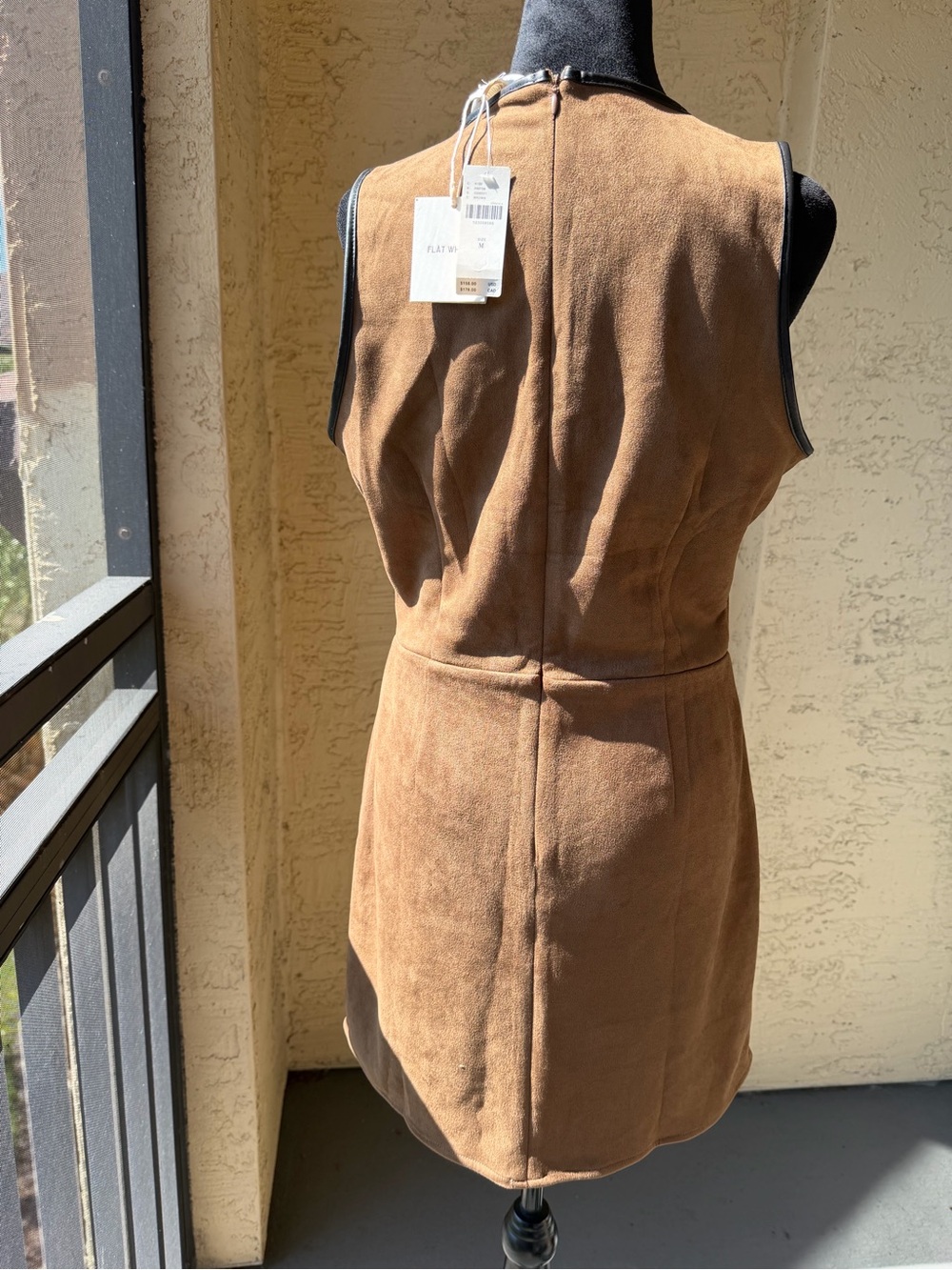 Antropologie Flat White Faux-Suede Sleeveless Bow-Trim Event Mini Dress M NWT - Picture 9 of 14